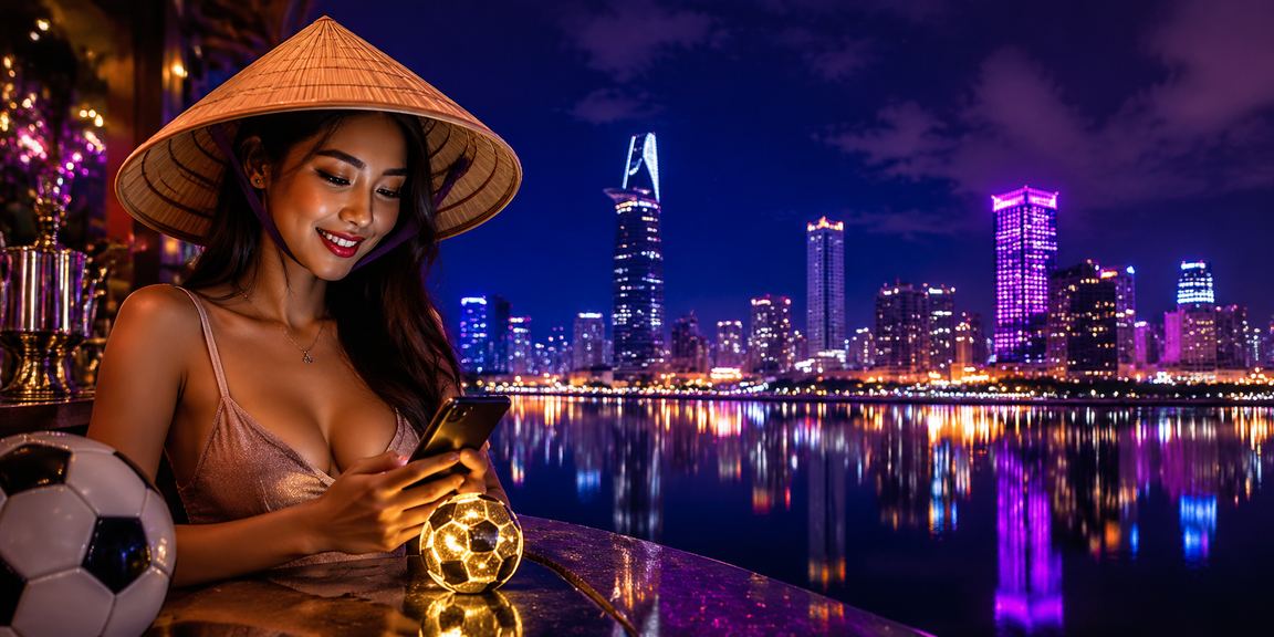 Người hâm mộ bóng đá tại TP.HCM đặt cược online, hình ảnh nón lá Việt Nam đặc trưng
