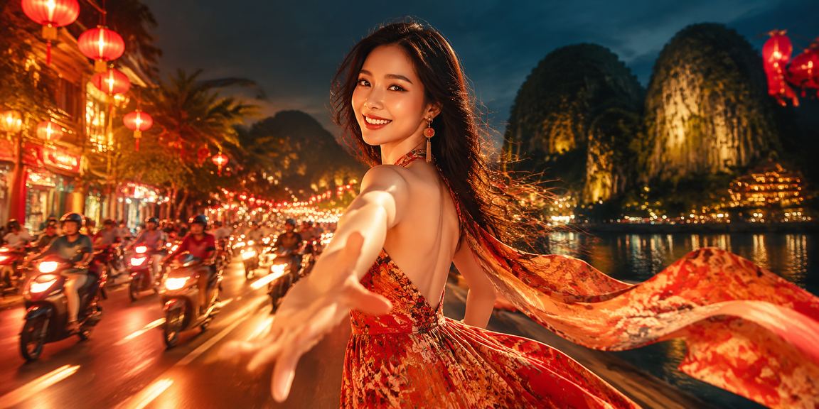Không gian giải trí ban đêm tại Ninh Bình với ánh đèn neon, biểu tượng của trải nghiệm casino trực tuyến
